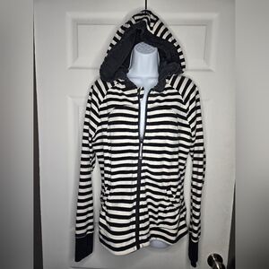 lululemon athletica Black and White Striped Zip Hoodie